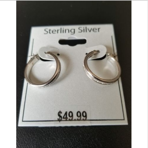 Sterling Silver Glitter Hoop Earrings 20mm Valentines day - Picture 3 of 6